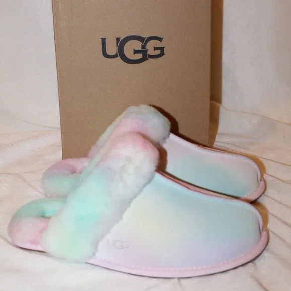 NIB UGG WOMEN'S WATERCOLOR SCUFFETTE II SUEDE SHEARLING LINED SLIPPERS - Picture 2 of 7